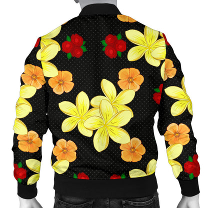 Yellow Plumeria Pattern Print Design PM04 Men Bomber Jacket