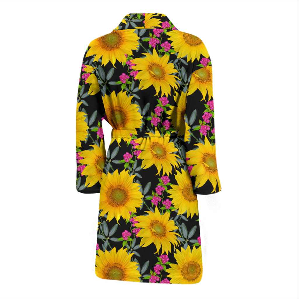 Sunflower Pattern Print Design SF014 Men Bathrobe