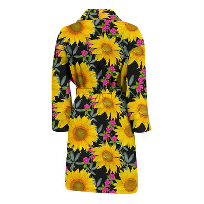 Sunflower Pattern Print Design SF014 Men Bathrobe