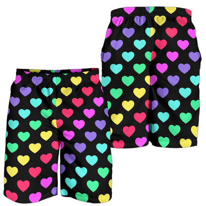 Heart Rainbow Pattern Print Design HE02 Mens Shorts