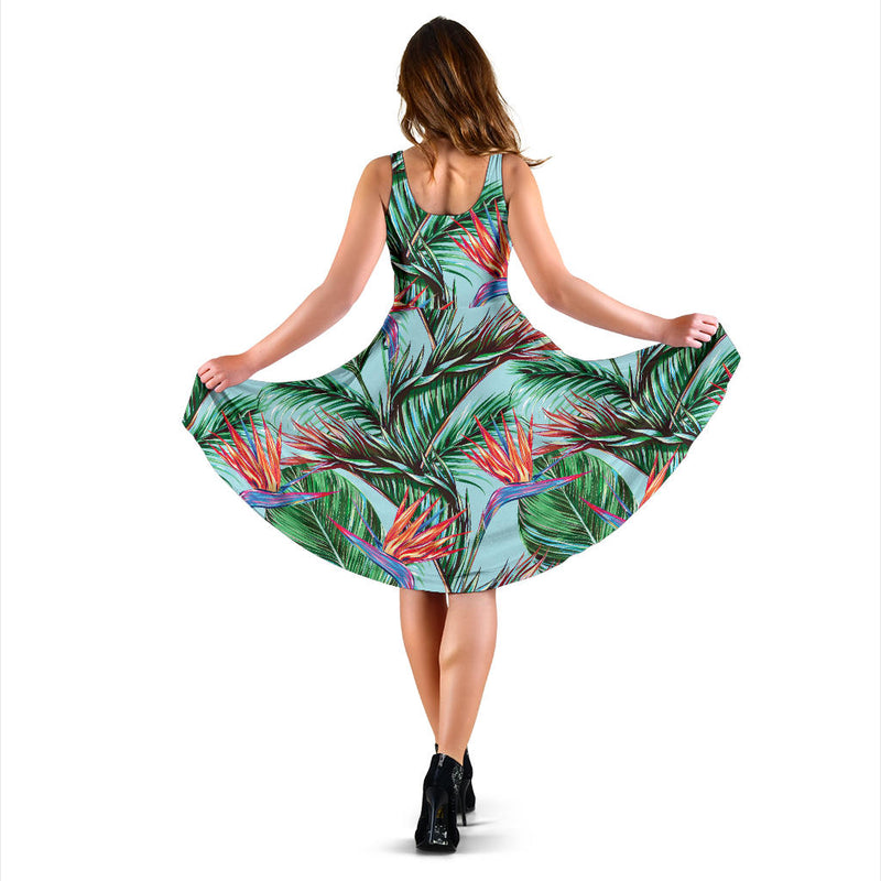 Bird Of Paradise Pattern Print Design BOP01 Midi Dress