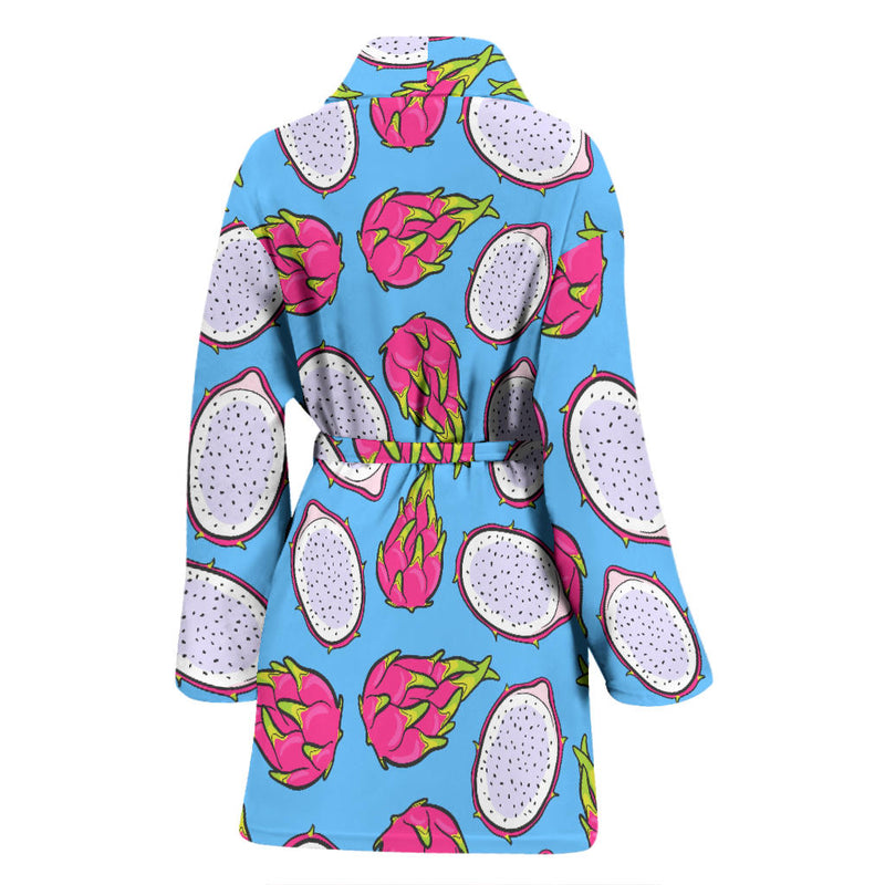 Dragonfruit Pattern Print Design DF04 Women Bathrobe