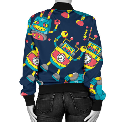 Robot Pattern Print Design A05 Women's Bomber Jacket
