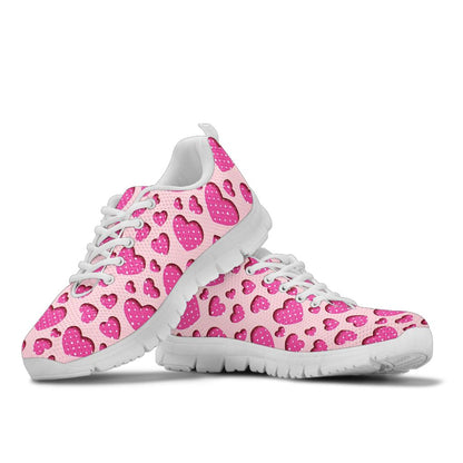 Heart Pink Pattern Print Design HE06 Sneakers White Bottom Shoes