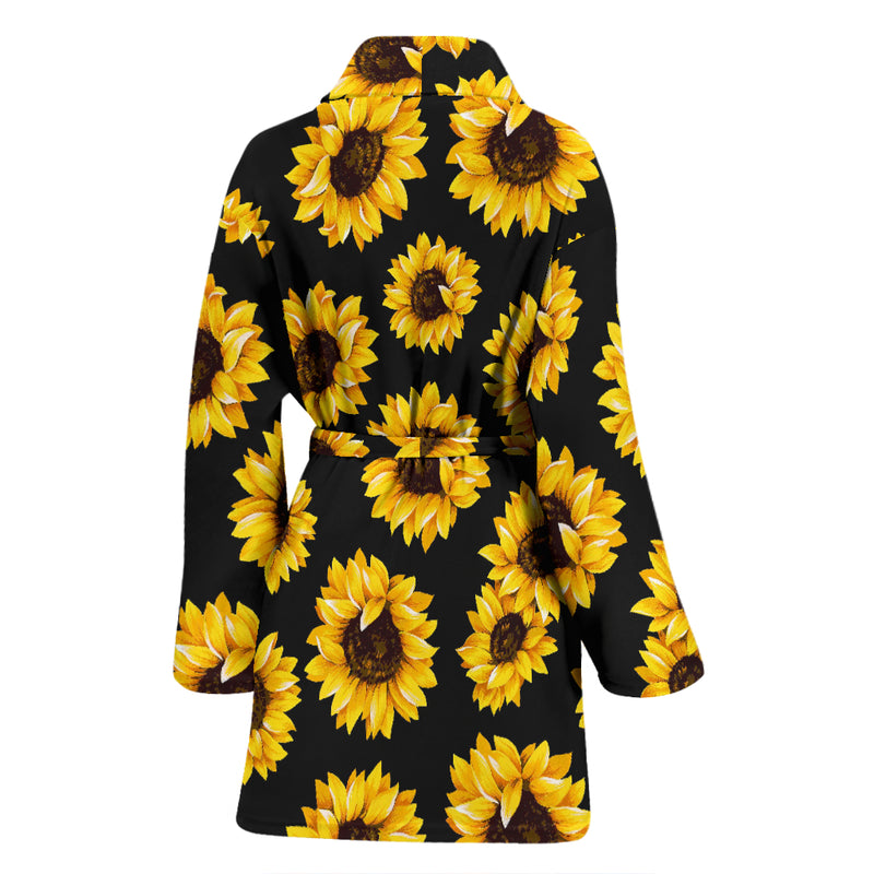 Sunflower Pattern Print Design SF05 Women Bathrobe