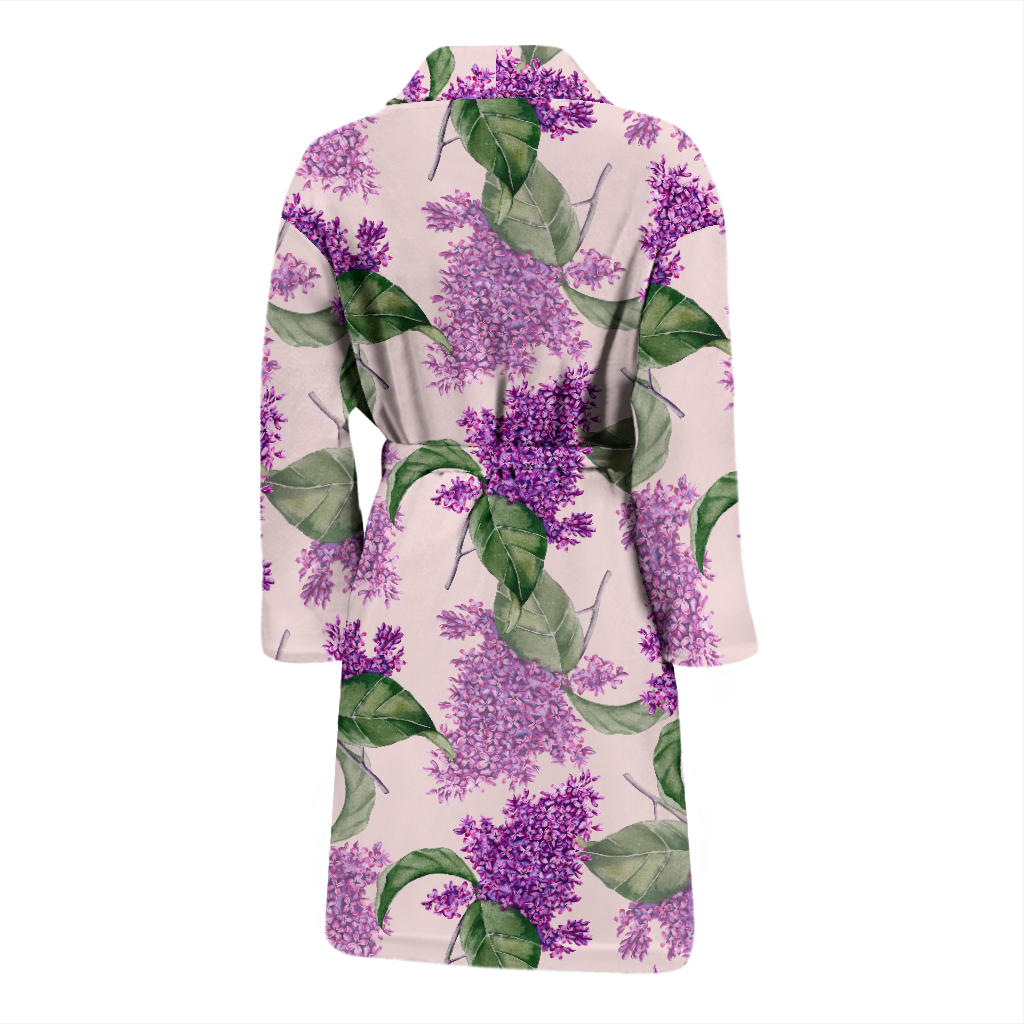 Lilac Pattern Print Design LI02 Men Bathrobe