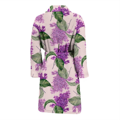 Lilac Pattern Print Design LI02 Men Bathrobe