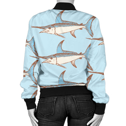 Swordfish Pattern Print Design 01 Women's Bomber Jacket