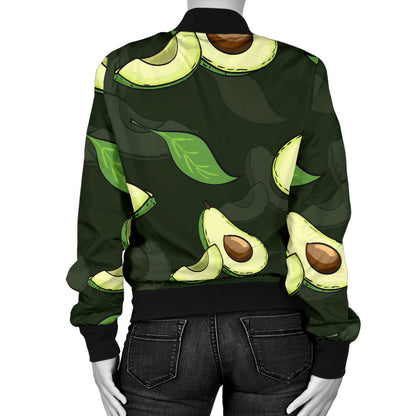 Avocado Pattern Print Design AC07 Women Bomber Jacket