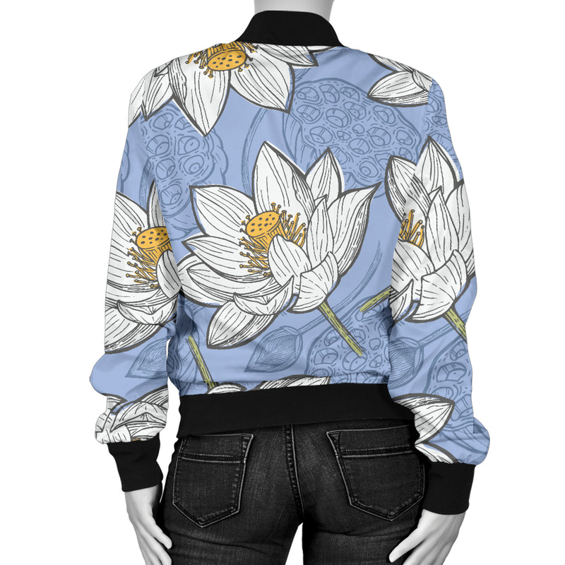 Lotus Pattern Print Design 04 Women's Bomber Jacket