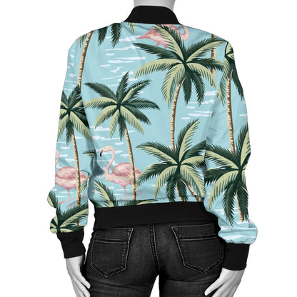 Palm Tree Pattern Print Design PT05 Women Bomber Jacket