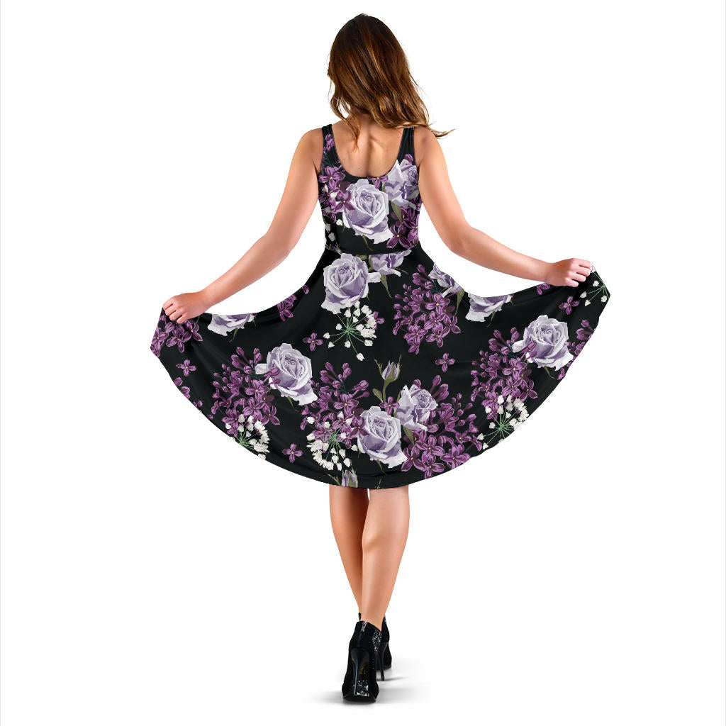 Lilac Pattern Print Design LI04 Midi Dress