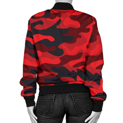 Camo Red Pattern Print Design 03 Women's Bomber Jacket