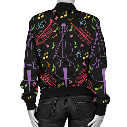 Cello Neon Pattern Print Design 02 Women's Bomber Jacket