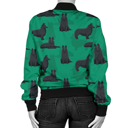 Belgian Sheepdog Pattern Print Design 01 Women's Bomber Jacket
