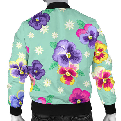 Pansy Pattern Print Design PS08 Men Bomber Jacket