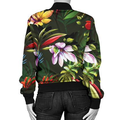 Magnolia Pattern Print Design 02 Women's Bomber Jacket