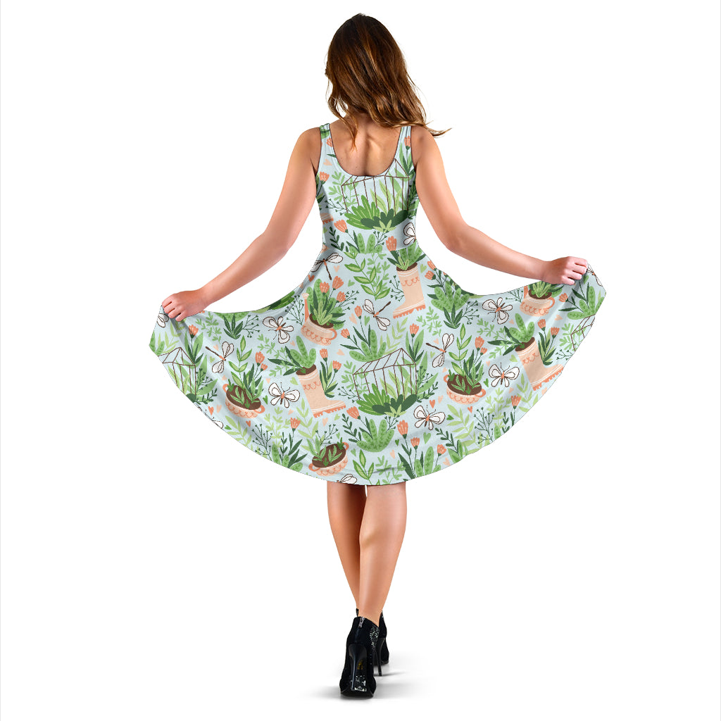 Gardening Pattern Print Design G04 Midi Dress