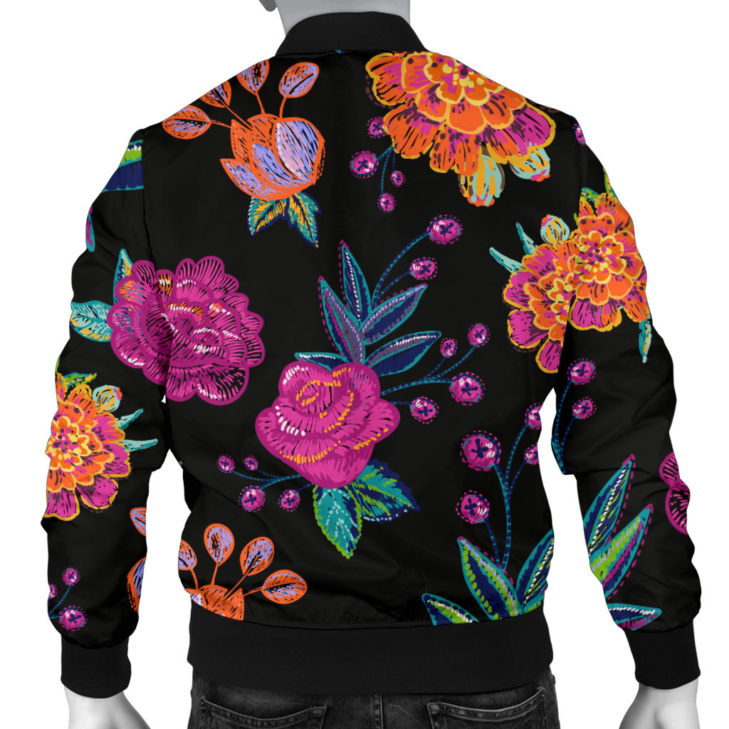 Marigold Pattern Print Design MR02 Men Bomber Jacket