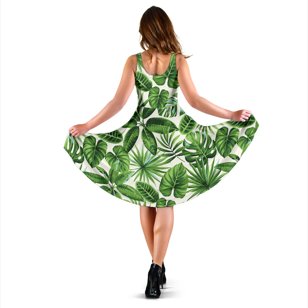 Tropical Flower Pattern Print Design TF013 Midi Dress