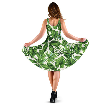 Tropical Flower Pattern Print Design TF013 Midi Dress