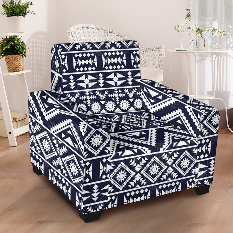 Blue White Tribal Aztec Armchair Slipcover