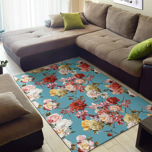 Summer Floral Pattern Print Design SF05 Area Rugs