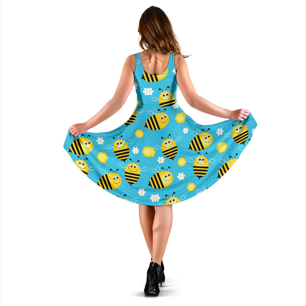Bee Pattern Print Design BEE06 Midi Dress