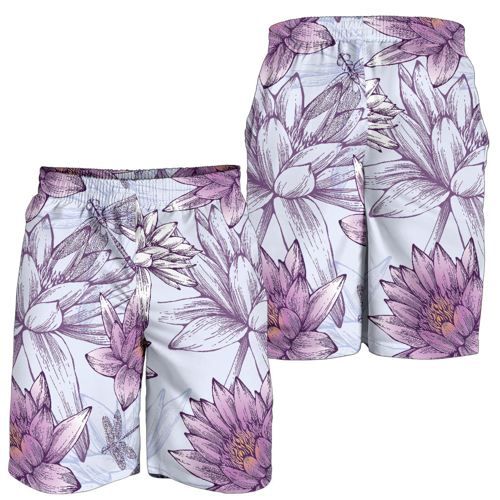 Water Lily Pattern Print Design WL01 Mens Shorts