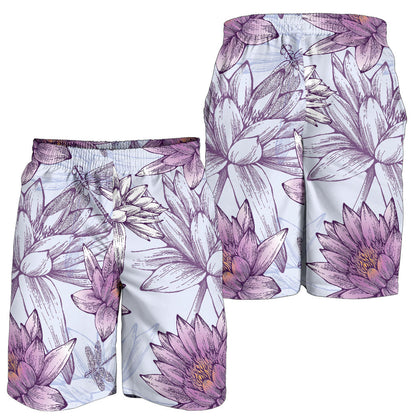 Water Lily Pattern Print Design WL01 Mens Shorts