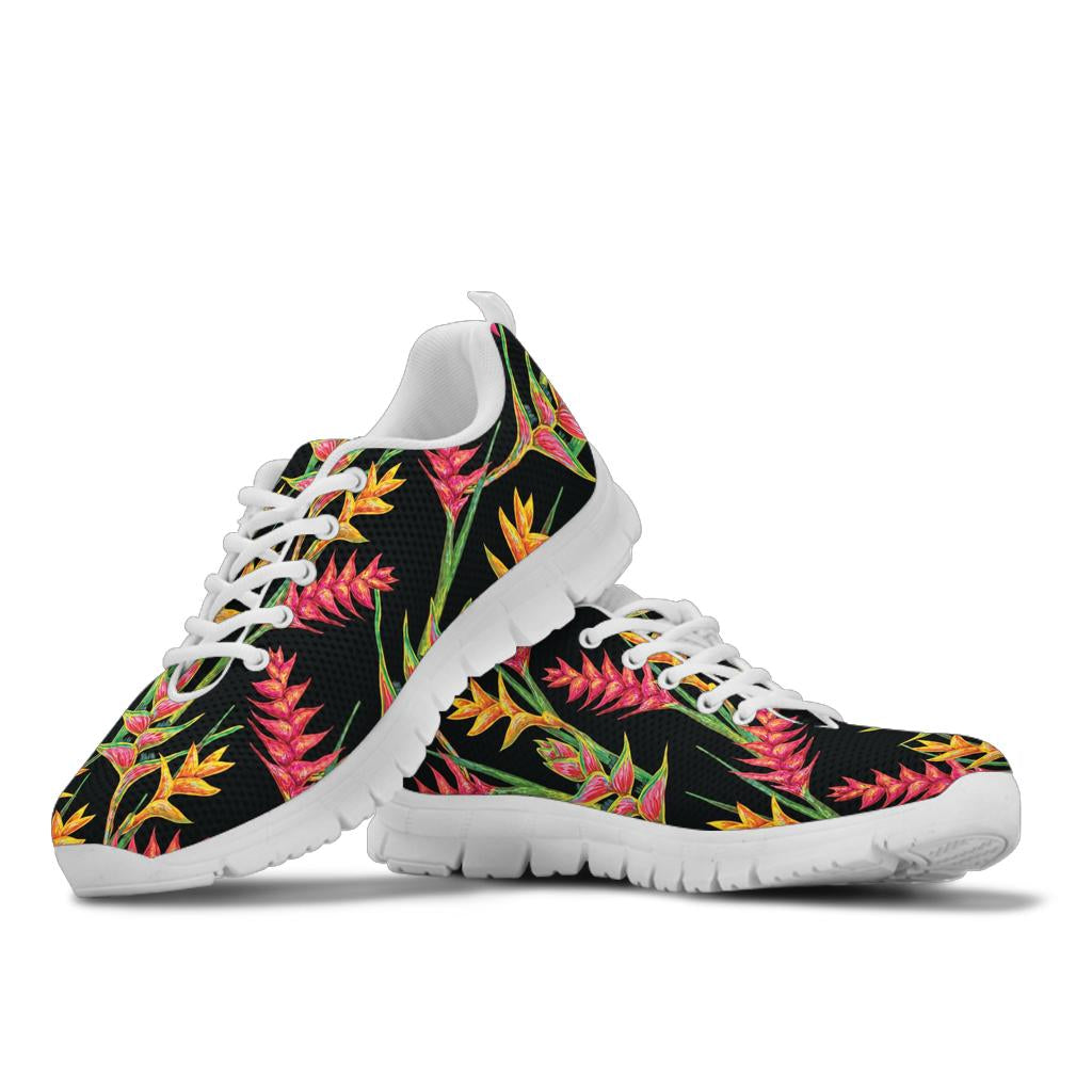 Heliconia Pattern Print Design HL01 Sneakers White Bottom Shoes