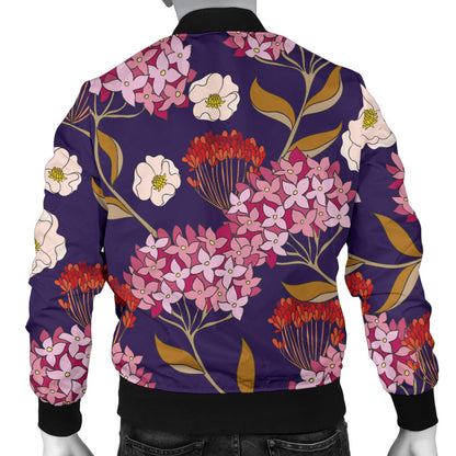 Hydrangea Pattern Print Design HD010 Men Bomber Jacket