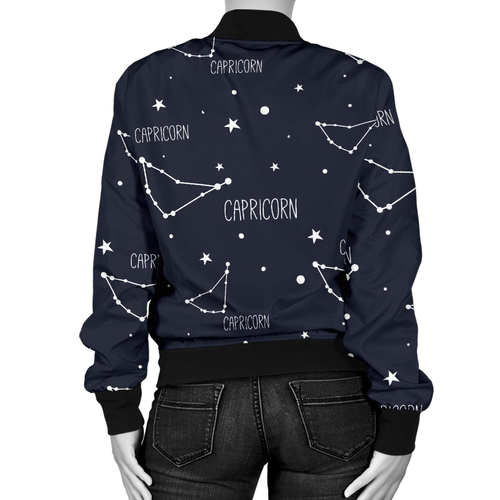 Capricorn Zodiac Pattern Print Design 01 Women's Bomber Jacket