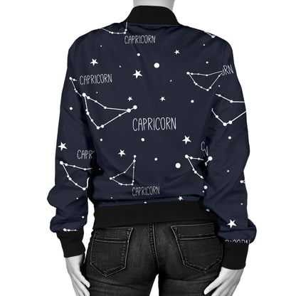 Capricorn Zodiac Pattern Print Design 01 Women's Bomber Jacket