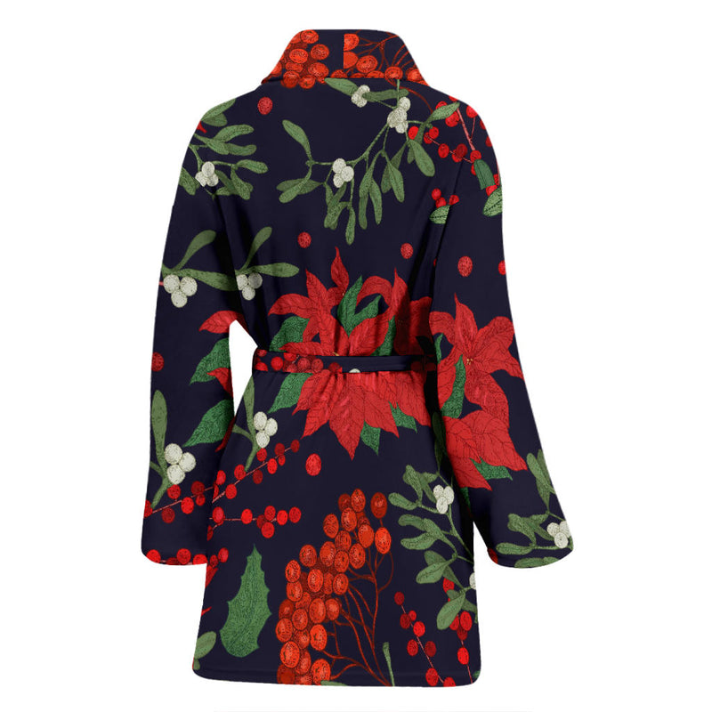 Poinsettia Pattern Print Design POT02 Women Bathrobe