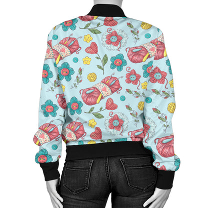 Crochet Pattern Print Design 01 Women's Bomber Jacket