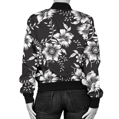 Gerberas Pattern Print Design GB02 Women Bomber Jacket