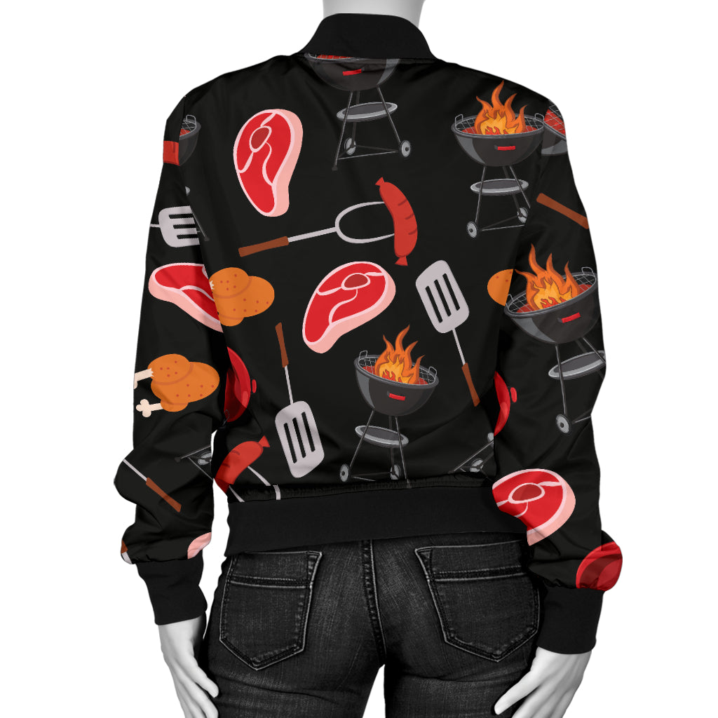 Barbecue Pattern Print Design 04 Women's Bomber Jacket