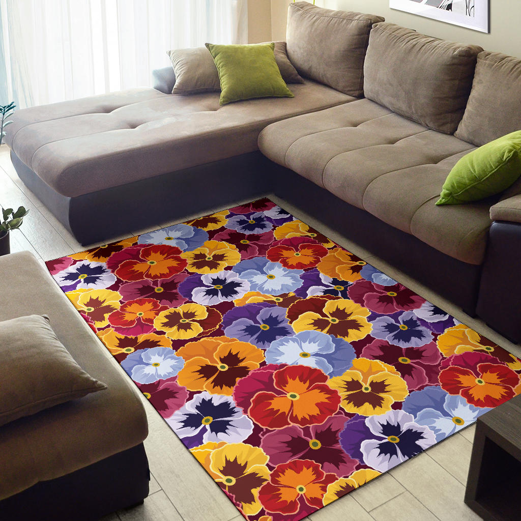 Pansy Pattern Print Design PS01 Area Rugs
