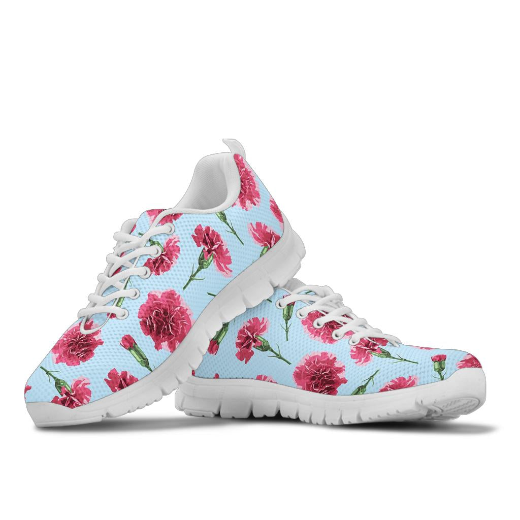 Carnations Pattern Print Design CN01 Sneakers White Bottom Shoes