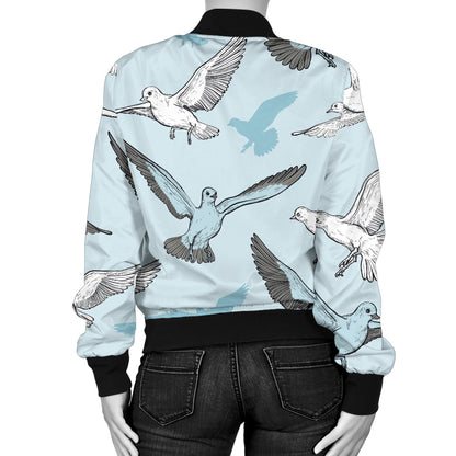 Pigeon Pattern Print Design 03 Women's Bomber Jacket