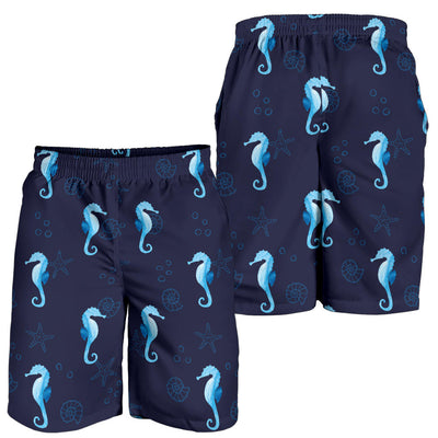 SeaHorse Blue neon Pattern Print Design 03 Mens Shorts