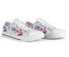 Hibiscus Print White Bottom Low Top Shoes