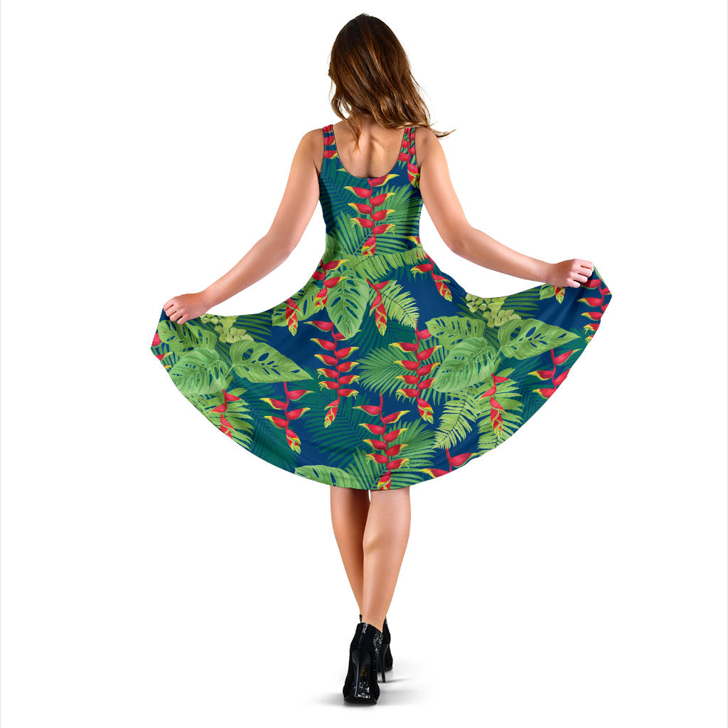 Heliconia Pattern Print Design HL08 Midi Dress