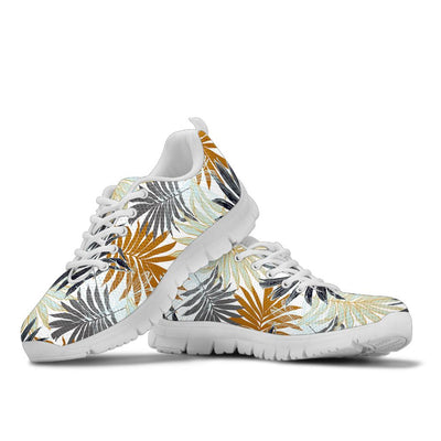 Colorful Tropical Palm Leaves Sneakers White Bottom Shoes