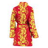 Orange Hibiscus Pattern Print Design HB018 Women Bathrobe