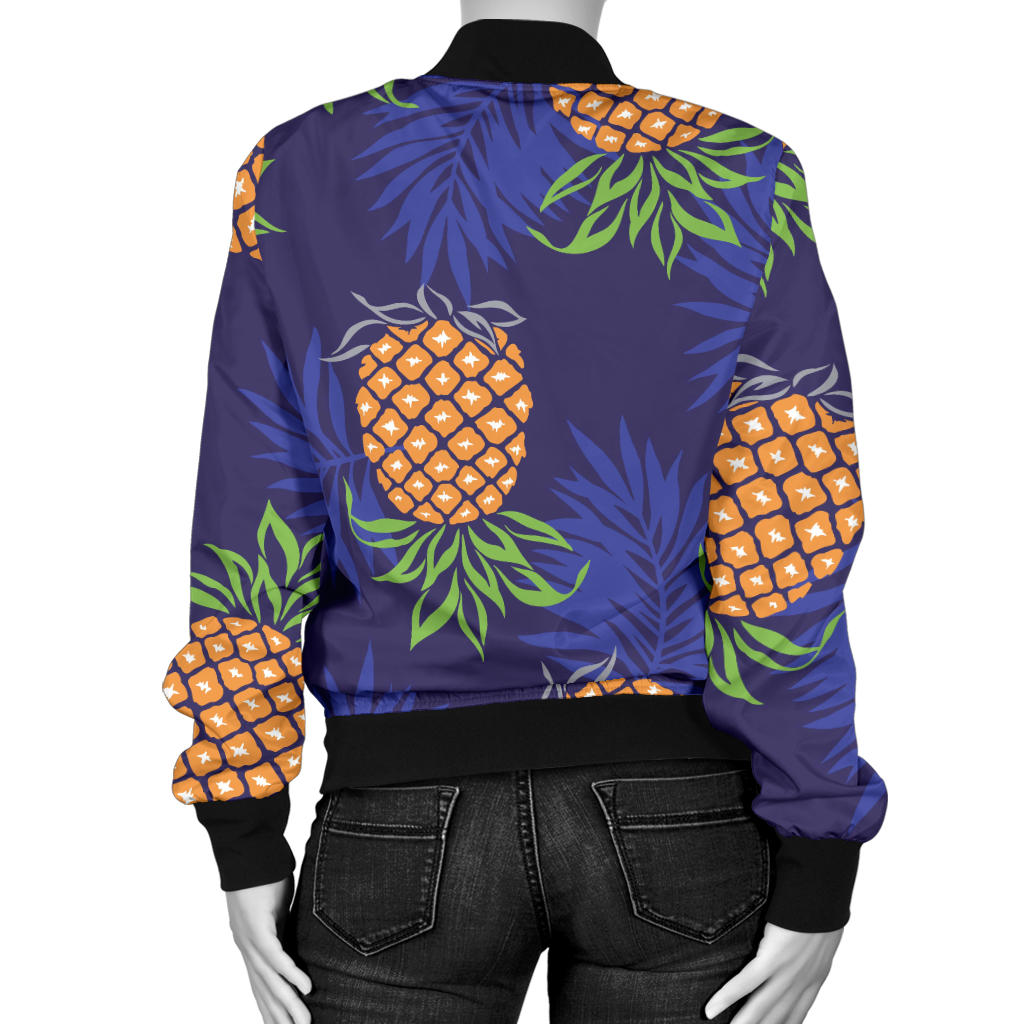Pineapple Pattern Print Design PP02 Women Bomber Jacket