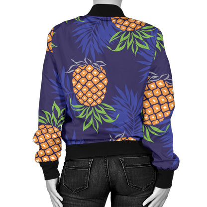 Pineapple Pattern Print Design PP02 Women Bomber Jacket