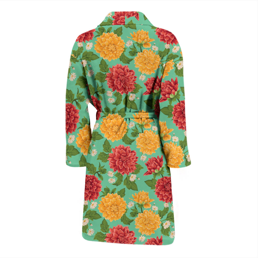 Dahlia Pattern Print Design DH011 Men Bathrobe