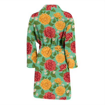 Dahlia Pattern Print Design DH011 Men Bathrobe